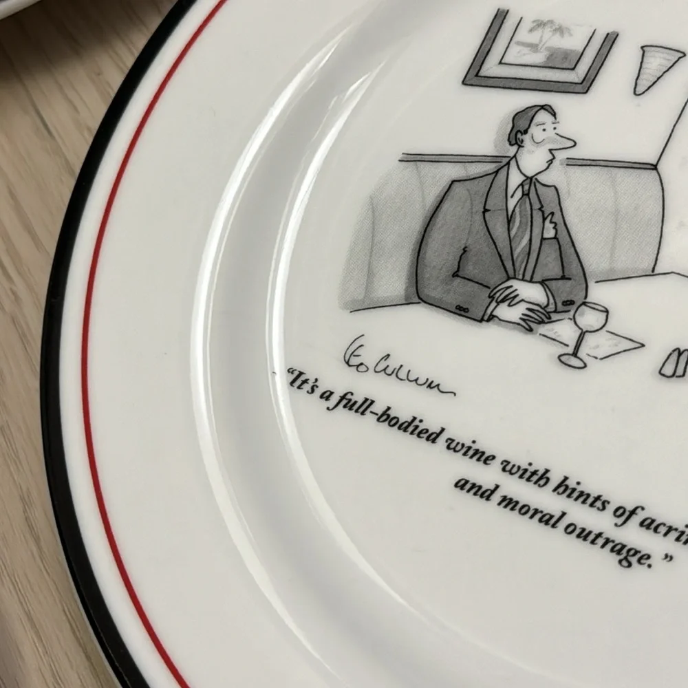 Restoration hardware New Yorker plate set cartoons 5 PC RESTORATION HARDWARE